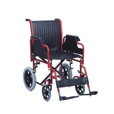 Medical Lightweight Folding Steel Frame Manuanl Wheelchair for Elderly