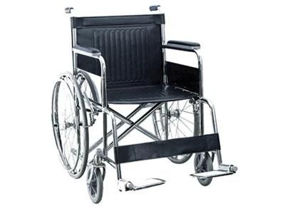 Economy Base Drouble Cross Bar Manual Wheelchair Aluminum Footplate 24inch Rear Wheel 51cm 20inch Seat Width for Fat Man for Elder Wheel Chair