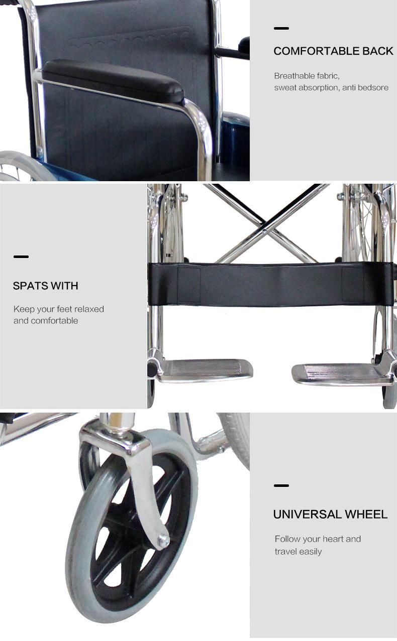 Hq608 High Quality Medical Equipment Manual Folding Wheelchair with Commode