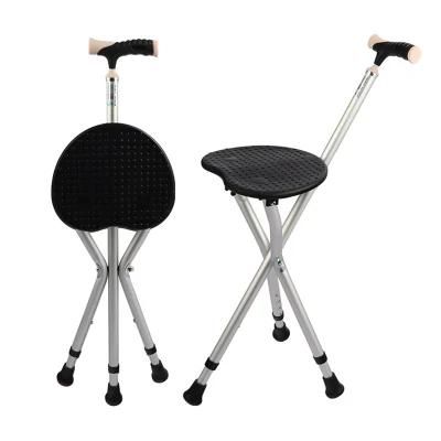 High Quality Crutches for The Elderly Aluminum Alloy Non-Slip Multifunctional Folding Stool Walking Stick for Disabled People