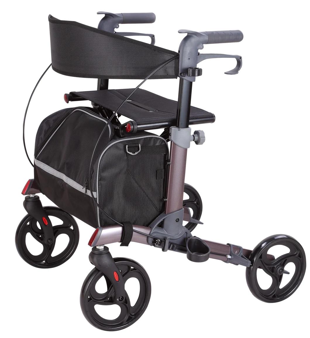 China Manufacturers 4 Wheel Adult Folding Walker Rollator with Brake