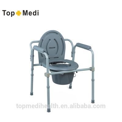 Steel Frame Folding Commode Chair with Toilet