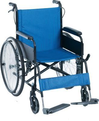 Manual Medical Portable Folding Wheelchair with Double Cross Bar