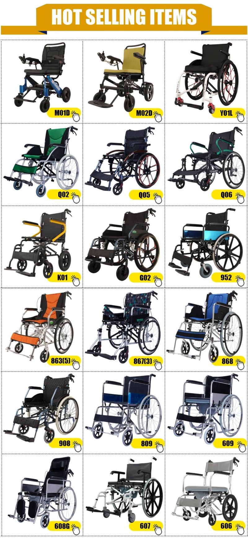Manual Lightweight Wheel Chair Folding Steel Wheelchair for Elderly and Disabled