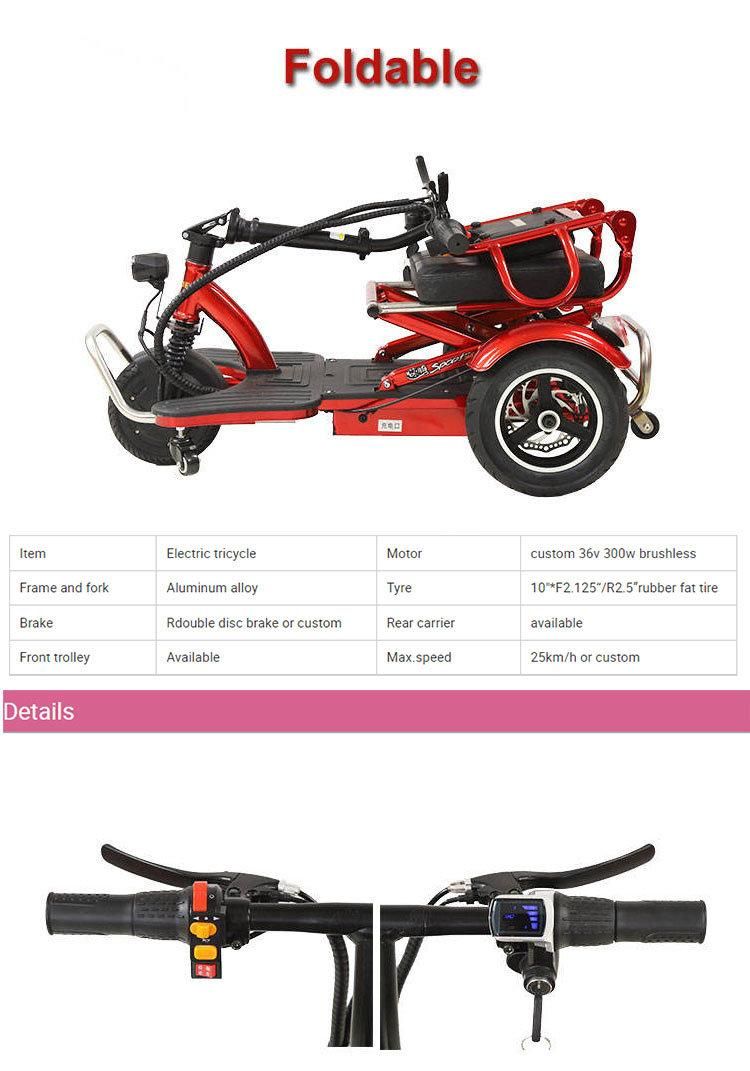 Cheap Four Wheels Folding Disabled Electric Mobility Scooter with Single Seat