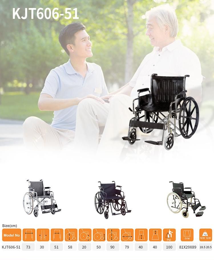 Detachable Armrest and Footrest Chrome Frame Europe Design Wheelchair