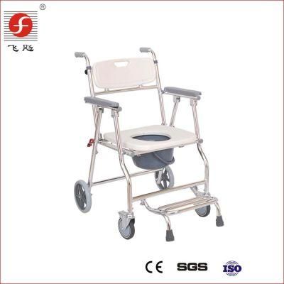 4 Wheels Bathroom Aluminum Potty Chair Commode with Locking Brake for Elderly and Disabled Adults