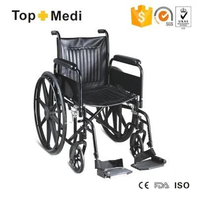 Portable Special Steel Frame Manual Wheelchair with Length-Adjustable Footrest for The Handicapped