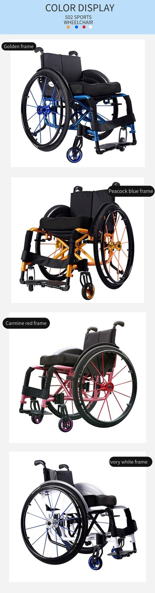 Jbh S002 Fashion Modern Leisure Sport Ultra Lightweight Rigid Wheelchair