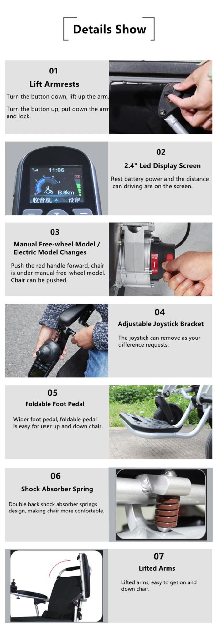 250W Light Portable Folding Electric Power Wheelchair