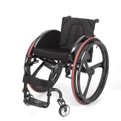Adjustable Aluminum Foldable Manual Wheelchair with Armrests and Pedals