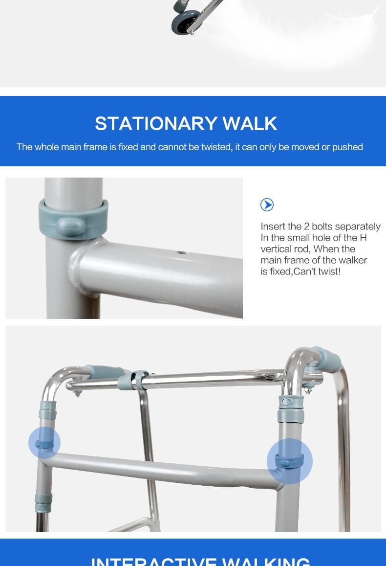 Hanqi Hq213L-5′′ High Quality Foldable Walker with Wheel for Patient