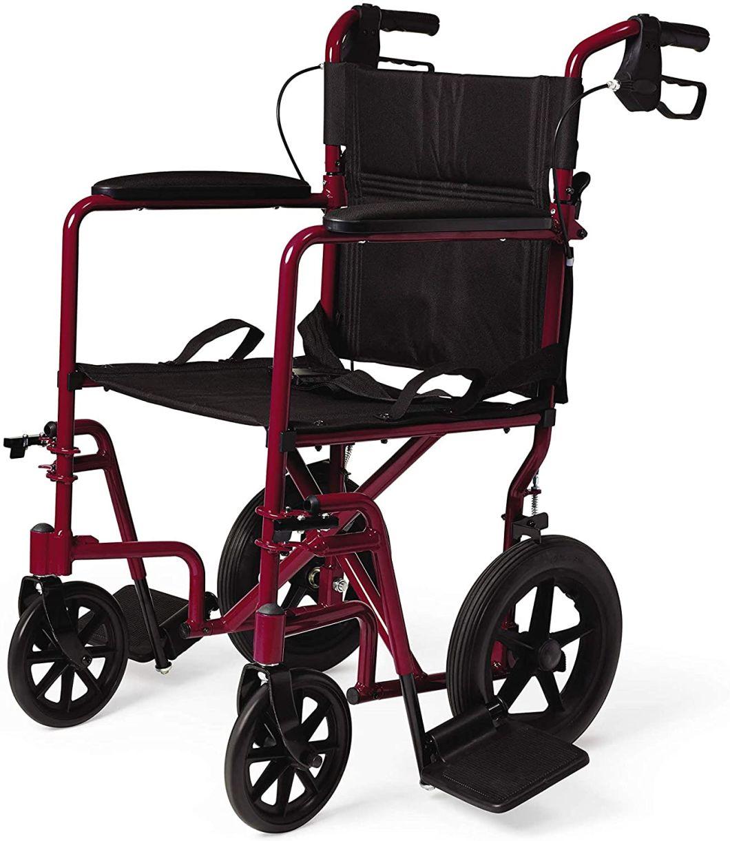 Lightweight Electric Transport Wheelchair with Handbrakes, 12 Inch Wheels