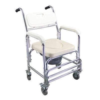 Shower Commode Foldable Bathroom Aluminum Adjustable Bedside Foldable Walker Toilet Chair Adjustable Show Toilet Chair for Household Furniture