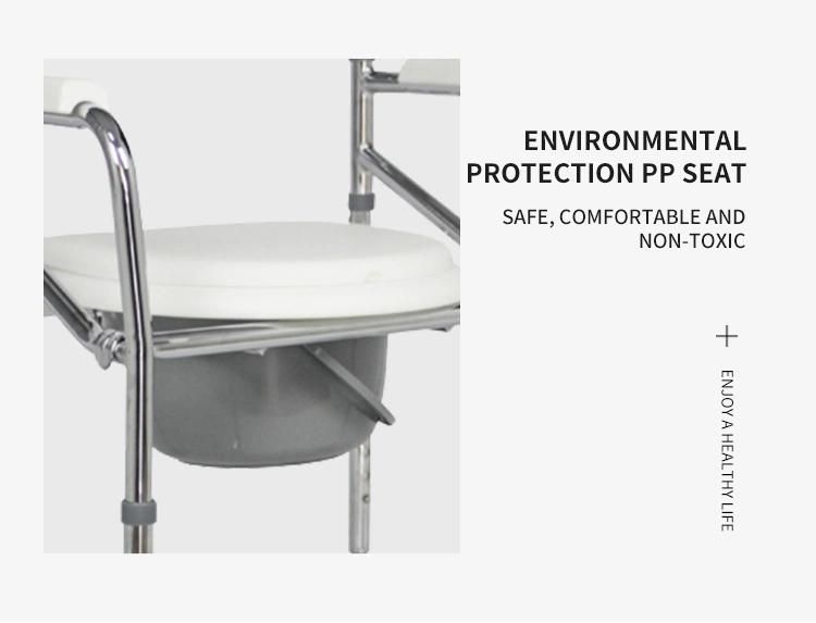 Lightweight Anti-Slip Adjustable Folding Foldable Toilet with Wheel Commode Chair