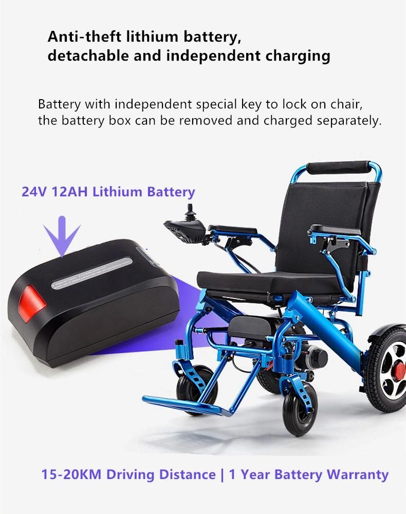 Light Foldable Electric Power Wheelchair for Travlling