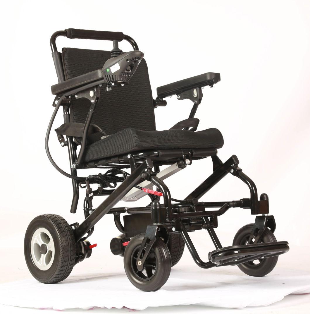 Light Weight Electric Wheelchair Two Step Quick Folding Aluminum Chair Frame with Electromagnetic Brake