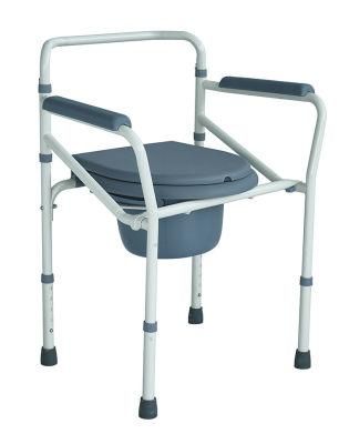 Folded Portable Commode Chair Handicapped Equipment for Disabled People