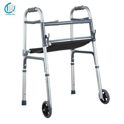 Rollator Walker Folding Adult Dual Button Folding Walker with 5&prime; &prime; Wheels and Cloth