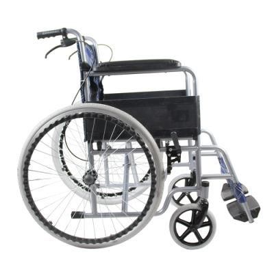 Basic Manual Steel Powder Coating Frame Wheelchair for Disable