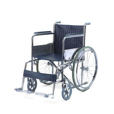 Medicare Wheel Chair Solid Castor Steel Manual Wheelchair for Disabled