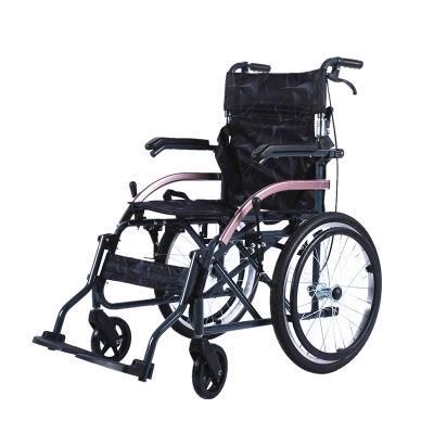 Hot Sale Manual Wheelchair with High Back Lightweight Folding Reclining