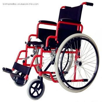 High Quality 18&quot; Seat Width Detachable Steel Wheelchair with Spoken Wheel