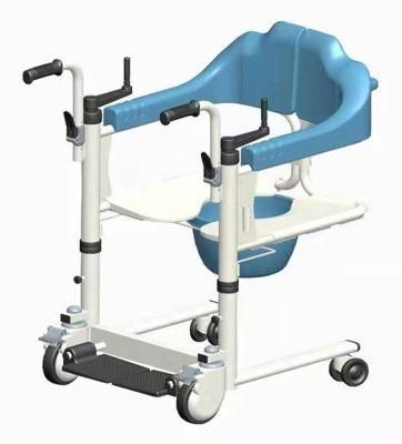 Height Adjustable Patient Toilet Transfer Commode Chair with Hand Crank Cy-Wh202A