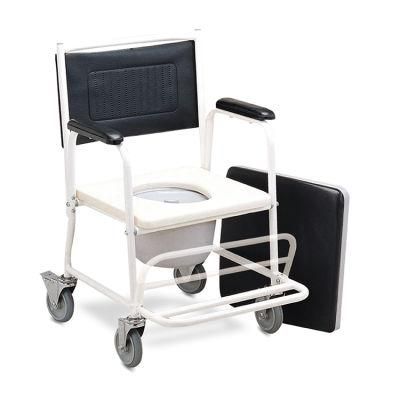 Folding Steel Commode Chair with Flip up Footrest