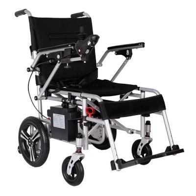 Outdoor Aluminium Alloy Folding Electric Power Wheelchair with LED Front Light
