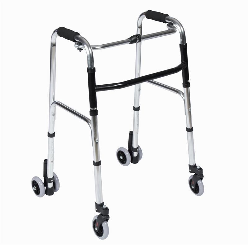 Press-Down Brake Aluminum Walker Frame with Swivel Front Wheels