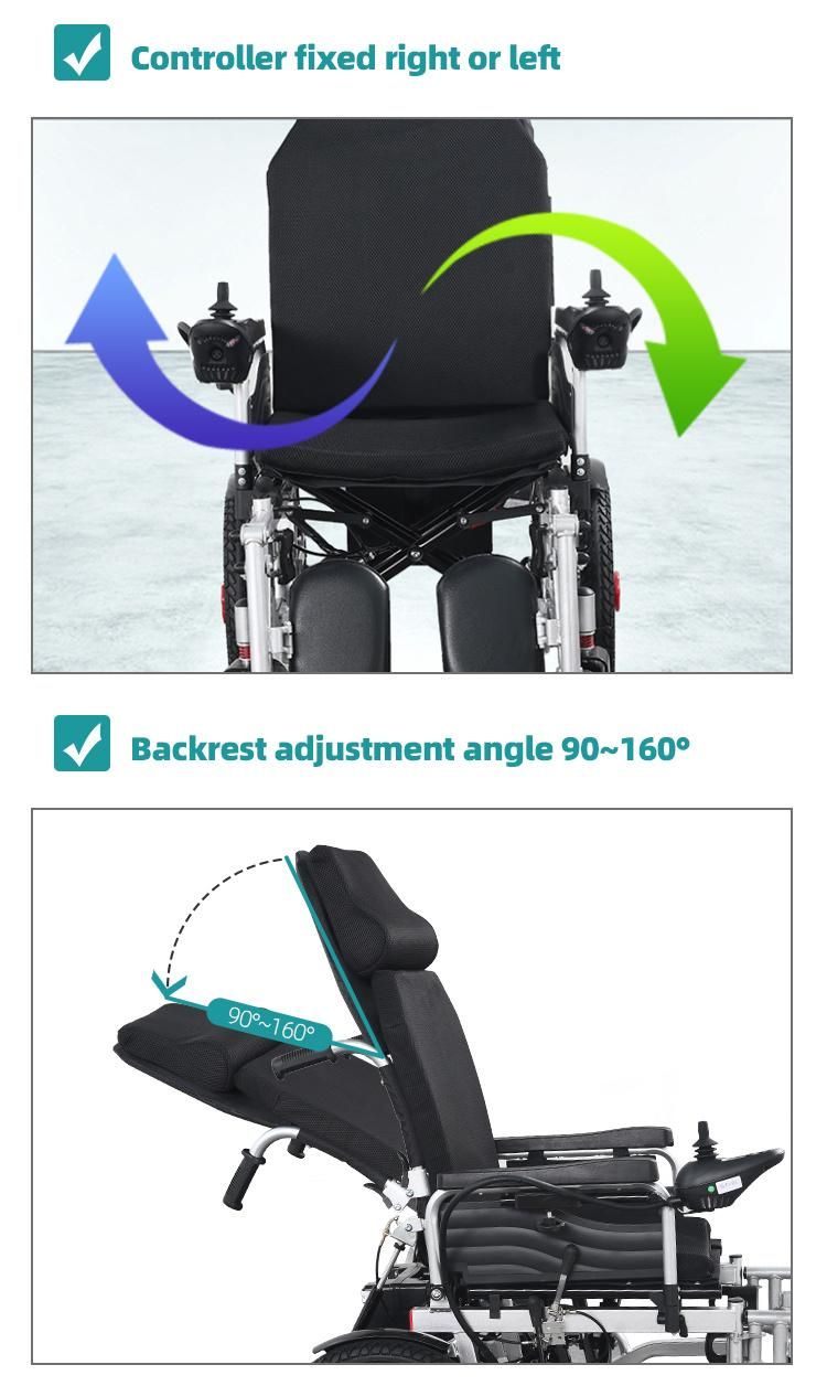 High Quality Carbon Steel Frame Electric Wheelchair High Back Very Comfortable Wheelchair