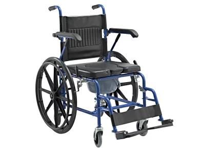 Blue Color Steel Manual Wheelchair Flip up Armrest Detachable Rear Wheel Wheelchair Can Use as Commode Chair and Wheel Chair