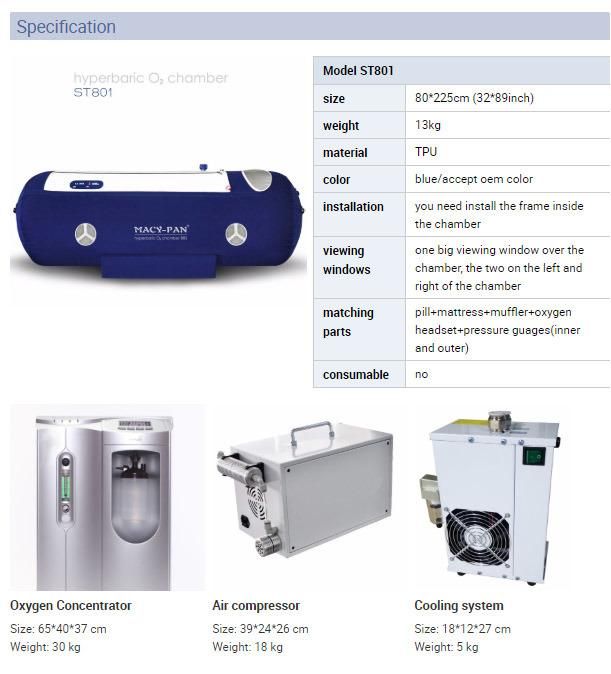 Hyperbaric Oxygen Chamber 1.3ATA Pressure Oxygen Capsule St801