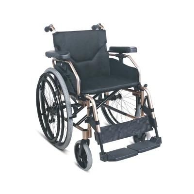 Topmedi Hotsales Foldable Aluminum Manual Wheelchair with Quick Released Wheels