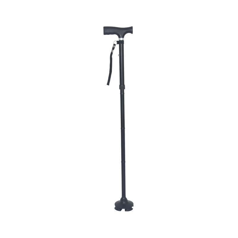 Foldable Aluminium Quad Cane Adjustable Four Legs Walking Stick Small Narrow Base