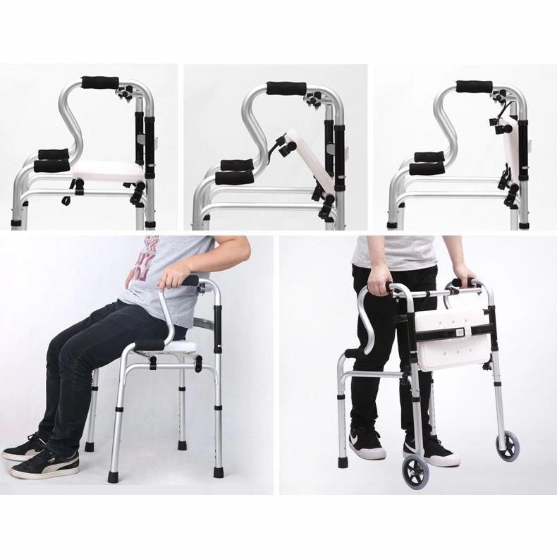 Height Adjustable Folding Portable Aluminum Walker for The Elderly