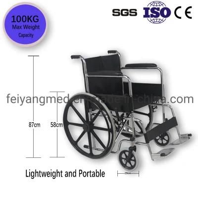 Chrome Steel Folding Lightweight Mobility Manual Wheelchair