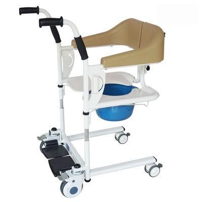 Waterproof Patient Transfer Commode Toilet Bath Wheel Chair for Handicapped and Paralyzed