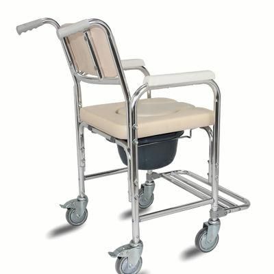 Elderly Over Toilet Aluminum Shower Chair Commode with Wheels