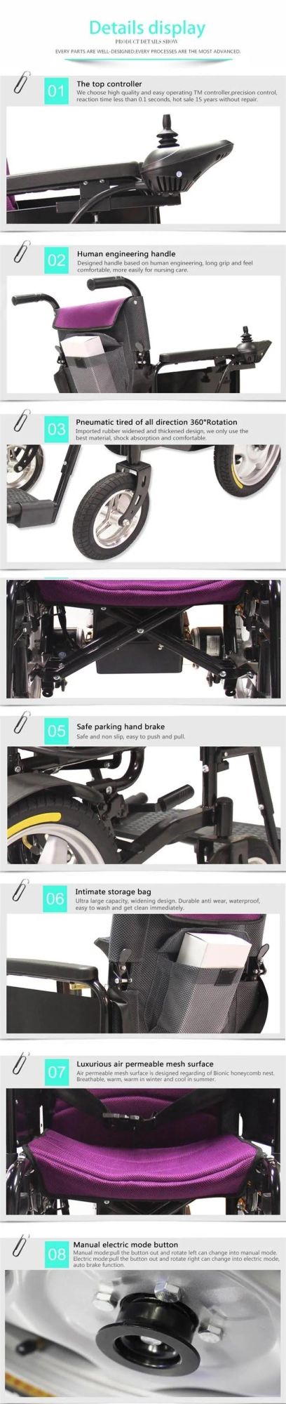 Motoriezed Electric Wheelchair Power Wheelchair Heavy Duty Wheelchair Tew806c