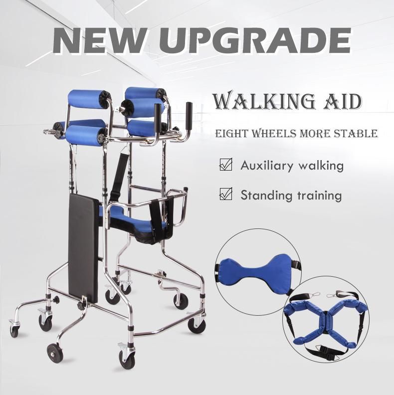 Hemiplegia Walker Stand Frame with Seat Wheel Rehabilitation Device