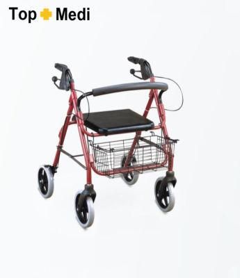 Topmedi Medical Equipment Folding Aluminum Rollator with Basket