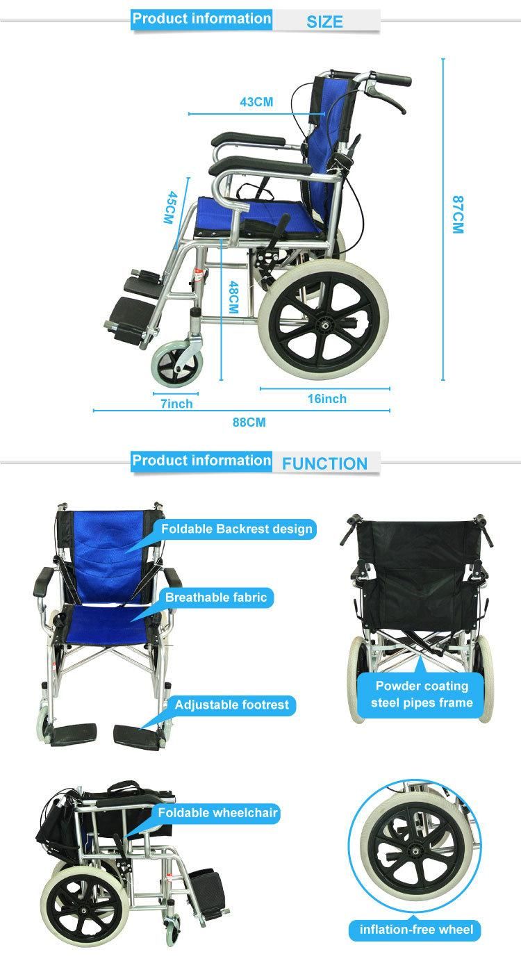 Manual Drive Light Weight Adjustable Economic Folding Wheelchairs