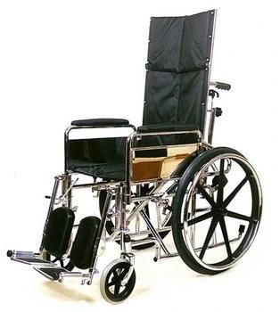 24" PU Solid Rear Wheel 8"Solid Castor Transport Wheelchair