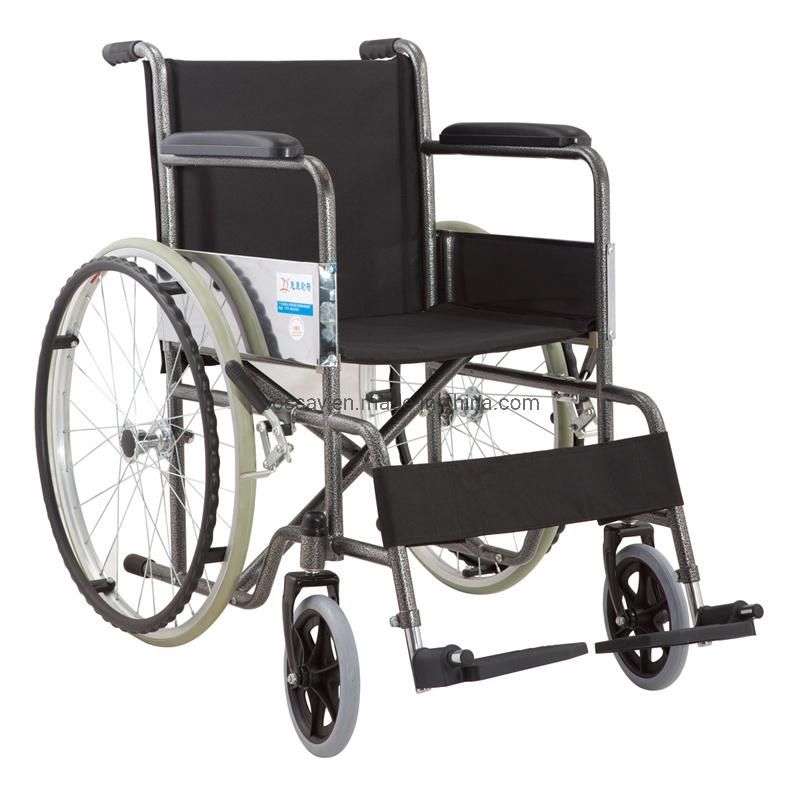 Foldable Steel Manual Wheelchair with Powder Coated Frame