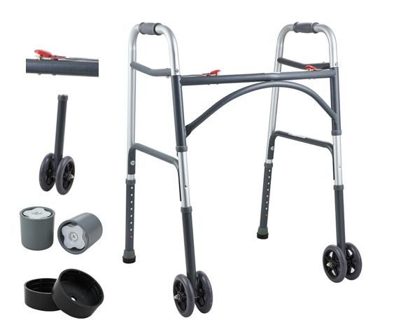 Rollator Walker Curbed Adult Double Button Heavy Duty Walker with 5" Double Wheels