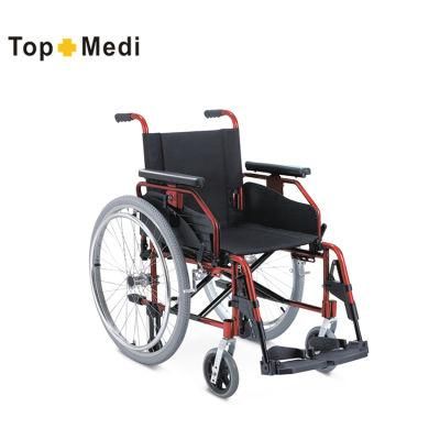 Adjustable Height Armrest Footrest Rehabilitation Therapy Aluminum Folding Manual Wheelchair