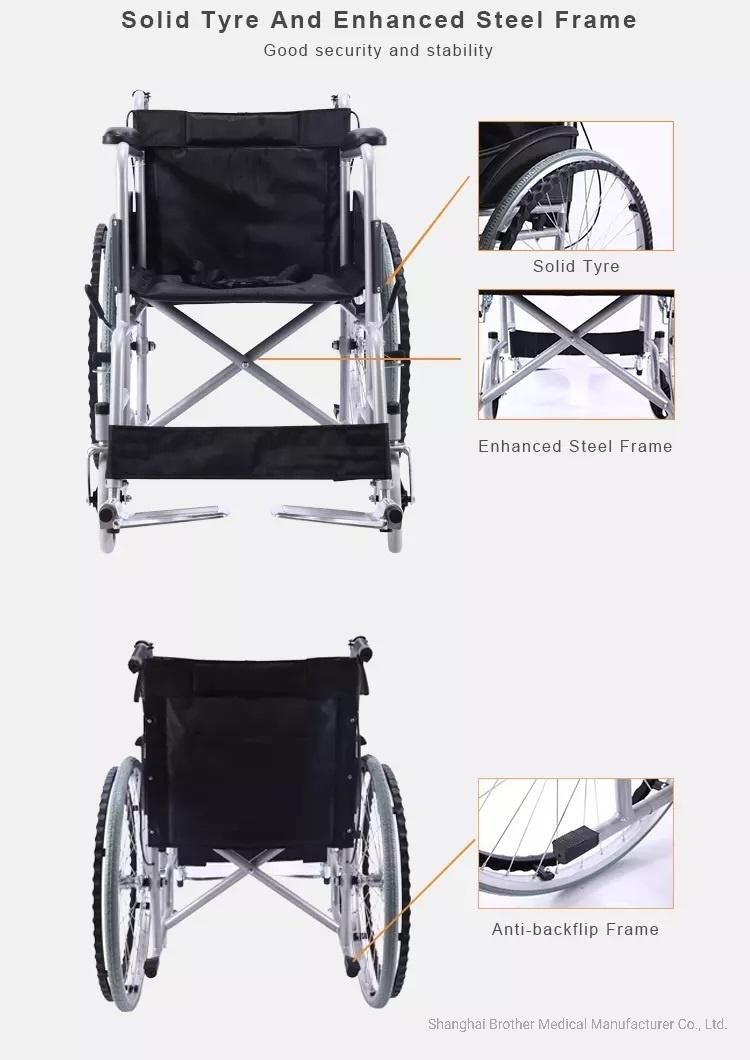 Convenient Lightweight Manual Handicapped Aluminum Wheelchair for Disabled People