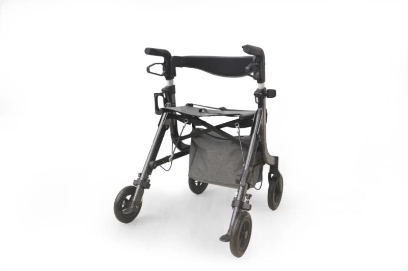 Walking Aids Shopping Cart Aluminum Foldable Rollators Walkers with Crutches